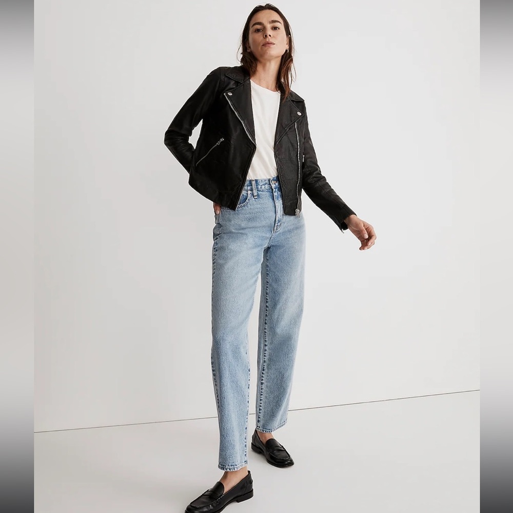 Madewell Black Washed Leather Jacket M